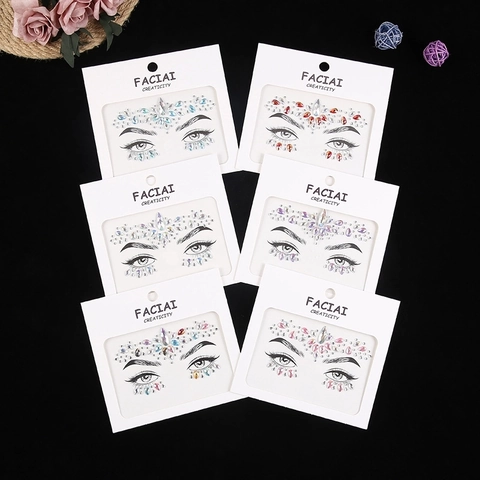 Bijoux De Visage Strass Autocollants En Cristal Pour Maquillage Fête Décoration D'art Corporel Bijoux Scintillants Beauté