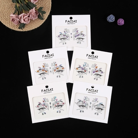 Gesicht Strass Aufkleber Auge Edelstein Abziehbilder Selbstklebend Acryl Für Maskerade Party Makeup Schillernde Body Art