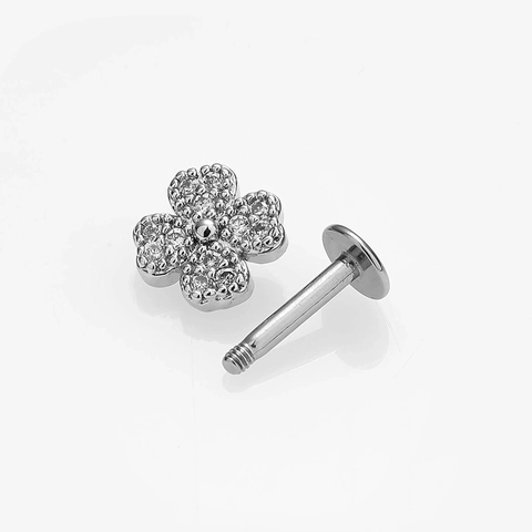 316L Roestvrij Staal Zirkonia Labret Studs Platte Achterkant Oorkraakbeen Piercing Sieraden Vlinder Kroon Slang Bloem