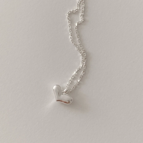 925 Sterling Silver Heart Pendant Necklace Minimalist Korean Style Elegant Clavicle Chain Jewelry For Women