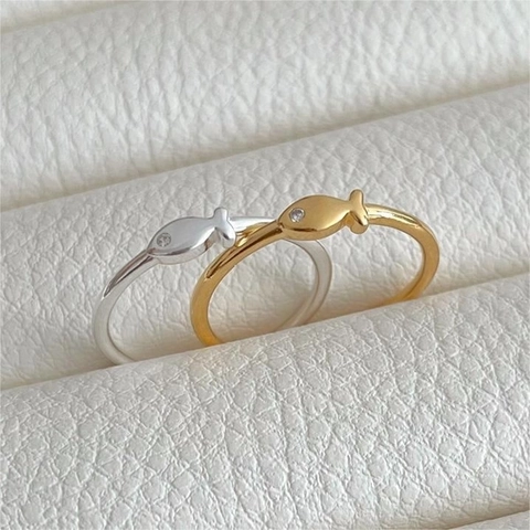 Anello Pesce In Argento Sterling 925 Da Donna Minimalista Regolabile Fascia Aperta Con Occhio In Zirconia Gioielli Moda Coreana