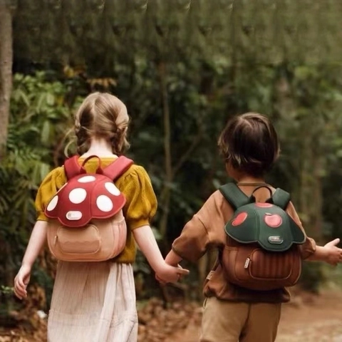 Kids Backpack Toddler School Bag Cartoon Mushroom Apple Cake Design Neoprene Breathable Lightweight Preschool Kindergarten