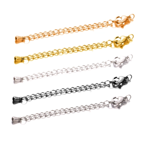 Cadena De Extensión De Acero Inoxidable Accesorios Para Joyería Con Cierre De Langosta Y Colgante Gota De Agua Ajustable Estilo Simple