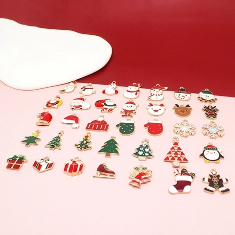 Christmas Charms Alloy Enamel Drip Oil Pendants For Jewelry Making DIY Craft Festive Designs