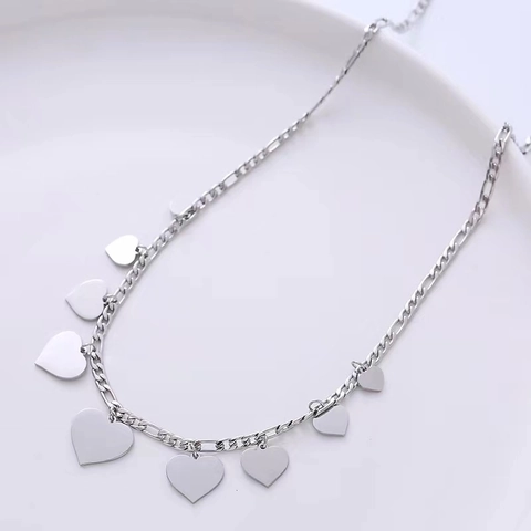 Collana Con Pendente A Cuore In Acciaio Inossidabile Catena Figaro Colore Argento Minimalista Romantico Gioielli Da Donna
