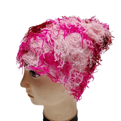 Berretto Beanie Maglia Acrilico Caldo Inverno Frange Nappine Stile Punk Street Etichetta Ricamata Berretto Peloso