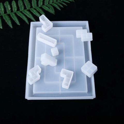 Stampo In Silicone Per Puzzle Geometrico Per Fusione In Resina Fai Da Te Forma Di Gioco Vassoio Decorativo