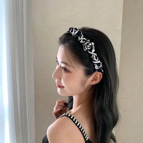 Eleganter Plissierter Satin Haarreif Mit Kunstperlen Und Paisley Muster Stilvolles Haaraccessoire Damen Alltag Accessoires