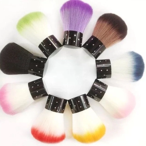 Nail Dust Cleaning Brush Mushroom Head Gradient Soft Synthetic Fiber Manicure Tool Rhinestone Handle Portable Beauty