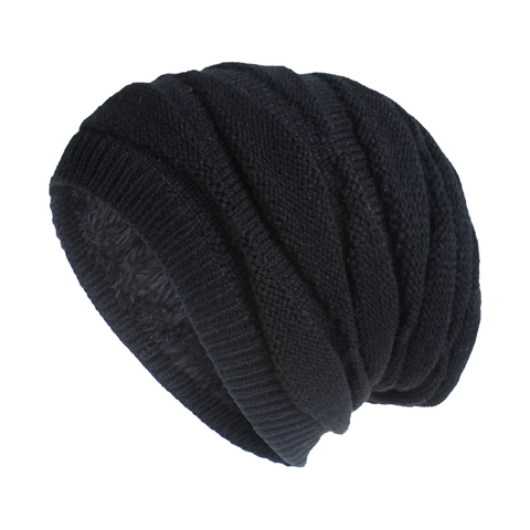 Casual Rhombic Knitted Beanie Hat For Men Women Winter Warm Fleece Lined Slouchy Acrylic Knit Cap Outdoor Cold Weather Accessory