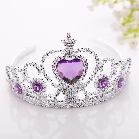 Kids Tiara Headband Heart-Shaped Rhinestone Princess Crown For Girls Birthday Party Performance Dress-Up Fairy Accessory