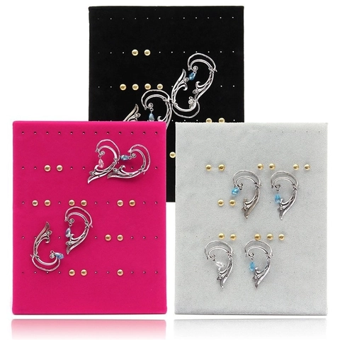 Earring Display Stand Velvet Flocked Cloth L-Shape Multi-Hole Jewelry Storage Holder Home Organizer Professional Elegant