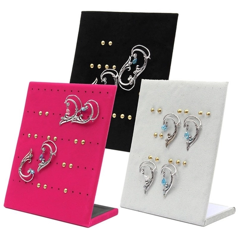Earring Display Stand Velvet Flocked Cloth L-Shape Multi-Hole Jewelry Storage Holder Home Organizer Professional Elegant