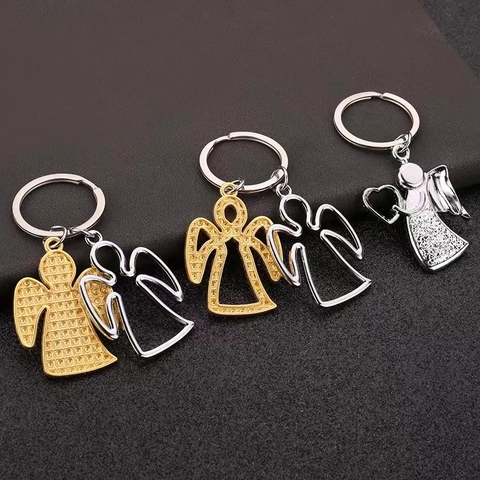 Vintage Legierung Engel Schlüsselanhänger Herz Flügel Anhänger Auto Schlüsselanhänger Tasche Zubehör Gold Silber Irisierend Engel Schlüsselring Geschenk