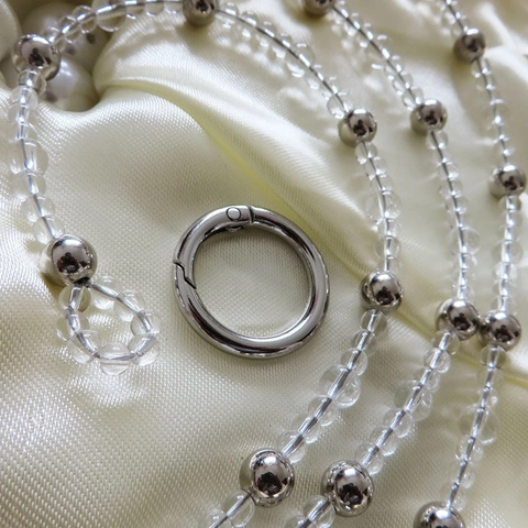 Beaded Bag Strap Replacement Acrylic Crystal Crossbody Shoulder Chain With Alloy Spring Ring For Women Accessory