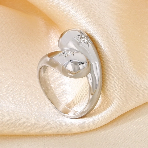 Anello A Goccia D'acqua Croce Irregolare Acciaio Inossidabile Strass Stella Intarsiato Gioielli Di Moda Per Donne