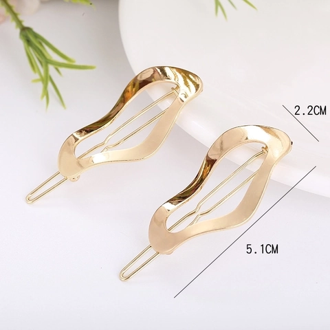Geometric Alloy Hair Clips Minimalist Triangle Circle Rectangle Metal Hairpins For Women Girls Styling