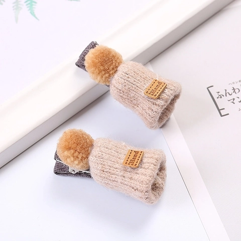 Molletta Per Capelli Mini Cappello A Maglia Con Pompon Lana Stile Fatto A Mano Inverno Fermaglio A Becco D'Anatra
