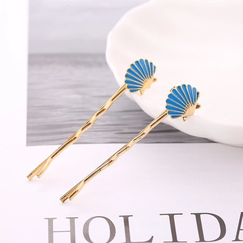 Pinzas Para El Cabello De Estrella De Mar Concha Aleación De Oro Marina Chic Verano Playa Horquillas Para Mujeres