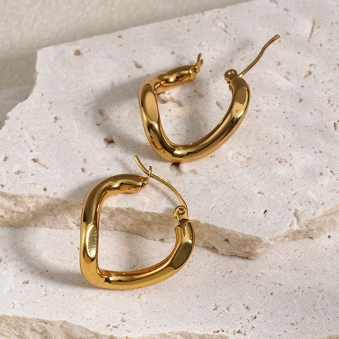 Irregular Geometric Hoop Earrings Stainless Steel 18K Gold Plated Twisted Wave Minimalist Fashion Jewelry For Women