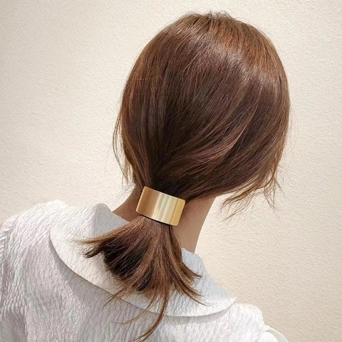 Elastiques Cheveux Support Queue De Cheval En Métal Avec Plaques Décoratives En Alliage Géométrique Style Minimaliste Pour Femmes