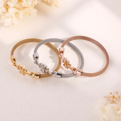 Bracciale In Maglia Milanese In Acciaio Inossidabile Con Ornamento Motivo A Croce Geometrica Cava Rigido Stile Industriale