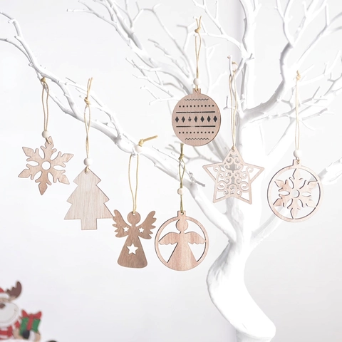 Ornamenti Natalizi Appesi In Legno Intaglio Laser Cavo Decorazione Albero Di Natale Stile Rustico Naturale Arredo Festivo