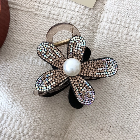 Molletta Per Capelli A Fiore E Forcina Strass Perla Artificial Lega Stile Francese Elegante Accessorio Per Capelli Donne