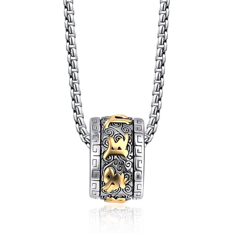 Collana Con Ciondolo A Cilindro In Acciaio Inossidabile Vintage Gioielli Mantra Buddista Retro Per Uomini E Donne