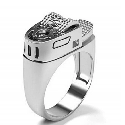 Kreativer Feuerzeug Ring Mechanisch Industrieller Punk Stil Zinklegierung Fingerschmuck Für Männer Frauen Neuheit