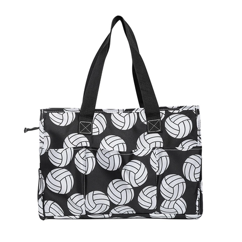Borsa Tote Da Donna Grande Capacità Poliestere Stile Tela Borsa A Mano Con Tasche Multiple Sport Calcio Baseball Modelli Viaggio