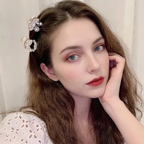 Mollette Per Capelli Künstliche Perle Cristallo Fiore Artigli In Resina Accessori Eleganti Stile Coreano Per Donne