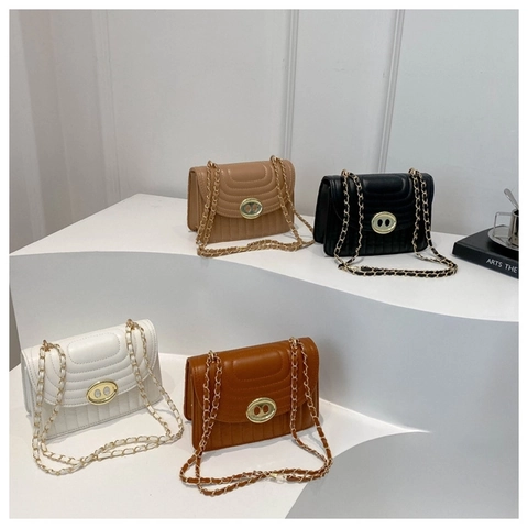 Sac À Bandoulière Matelassé Pour Femmes Sac À Main Carré En Cuir PU Avec Chaîne Et Serrure Métallique Mode