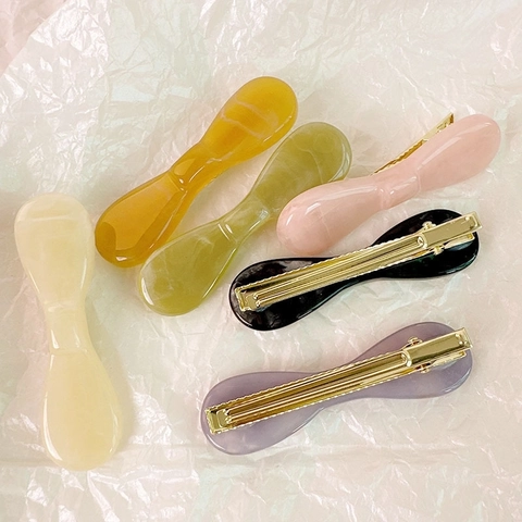 Sweet INS Style Acrylic Bowknot Hair Clip Elegant Marble Pattern Duckbill Clip Fresh Hair Accessory For Women Daily Use