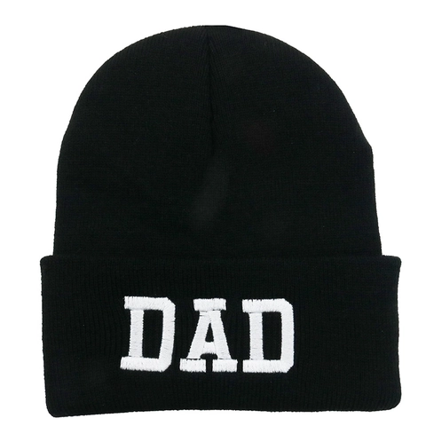 Knitted Beanie Hat Acrylic Mom Dad Embroidery Cuffed Ribbed Winter Warm Outdoor Ski Cap For Parents Couples
