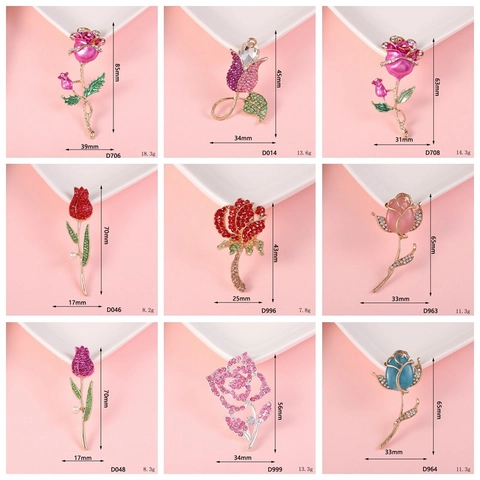Flower Charms Alloy Rhinestone Enamel Faux Artificial Pearl Rose Tulip Pendants For DIY Jewelry Making Phone Case Decoration Accessory