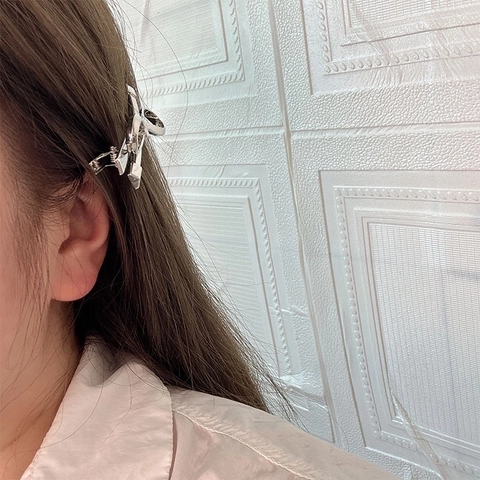 French Elegant Silver Metal Bow Hair Clip Duckbill Clip Minimalist Butterfly Knot Hair Tie For Women Hair Accessories