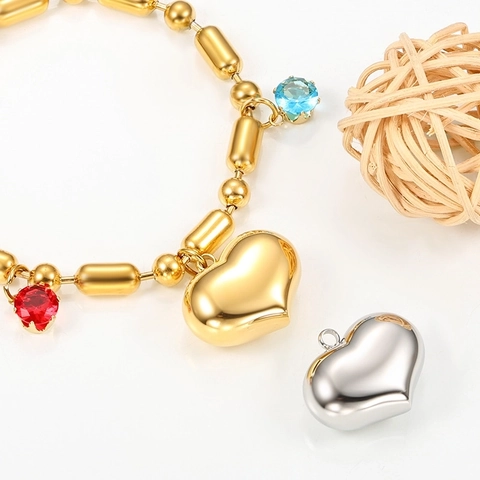 Ciondolo A Cuore Acciaio Inossidabile Lucido 3D Cavo DIY Accessorio Per Creazione Gioielli Collana Bracciale