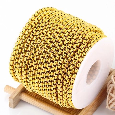 Stainless Steel Square Box Chain For DIY Jewelry Making Vacuum Plated Color Retention Necklace Bracelet Accessory Unisex