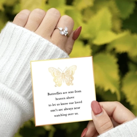 925 Sterling Silver Butterfly Open Ring Adjustable Rhinestone Inlaid Fashion Jewelry For Women Elegant Gift Finger Ring