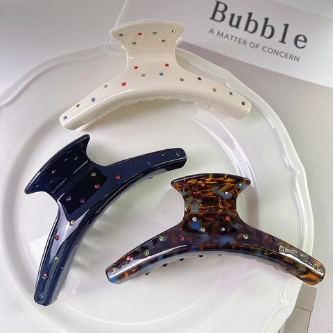 Grande Molletta Per Capelli In Acetato Con Strass Colorati Pinza A Squalo Retro Fatta A Mano Per Donne