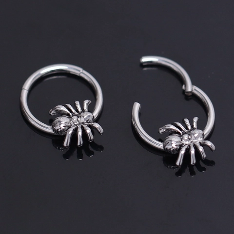 Punk Stainless Steel Spider Hoop Earrings Gothic Animal Stud Earrings For Men Women Silver Color Spider Jewelry For Daily Party