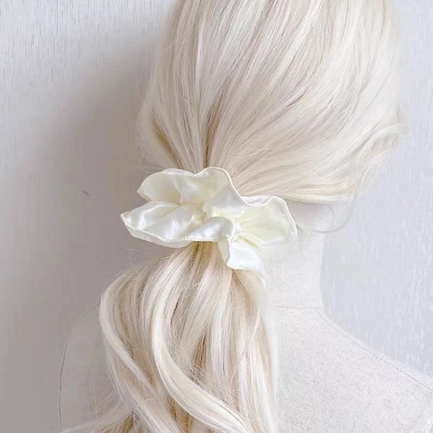 Satin Large Hair Scrunchie Solid Color Oversized Satin Feel Hair Tie Elastic Ballet Style Ponytail Holder For Women
