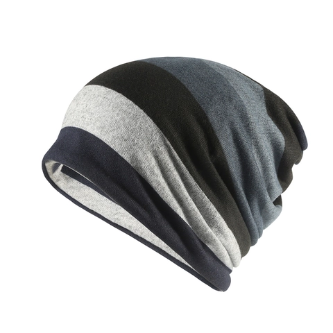 Unisex Striped Polyester Slouchy Beanie Hat Winter Warm Baggy Skull Cap Outdoor Dual Use Neck Warmer Soft Knitted Headwear For Men Women