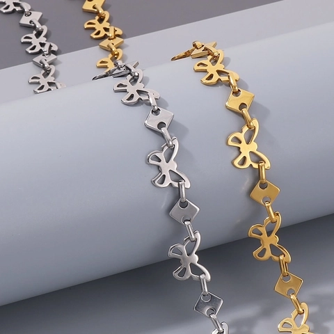 Moda Acciaio Inossidabile Farfalla Cuciture Catena Collana Per Le Donne Minimalista Titanio Acciaio Farfalla Link Gioielli Regalo
