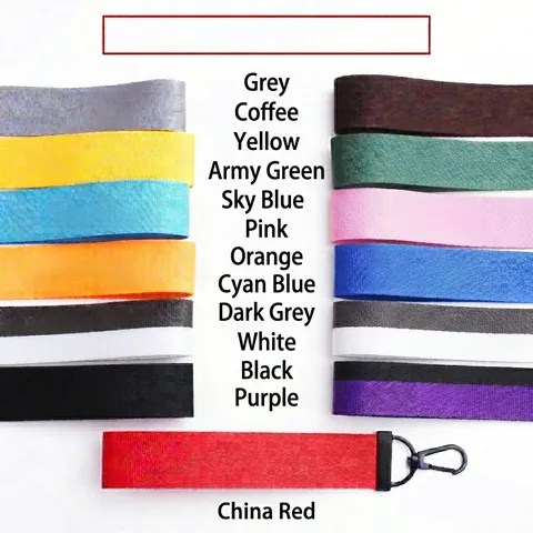 Nylon Webbing Sleutelhanger Polsband Met Zwarte Metalen Karabijnhaak Kleurrijke Duurzame Hand Lanyard Voor Sleutels