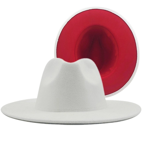 Cappello Fedora In Feltro Di Lana Bicolore Colore A Contrasto Tesa Larga Stile Jazz Classico Unisex Per Uomo E Donna