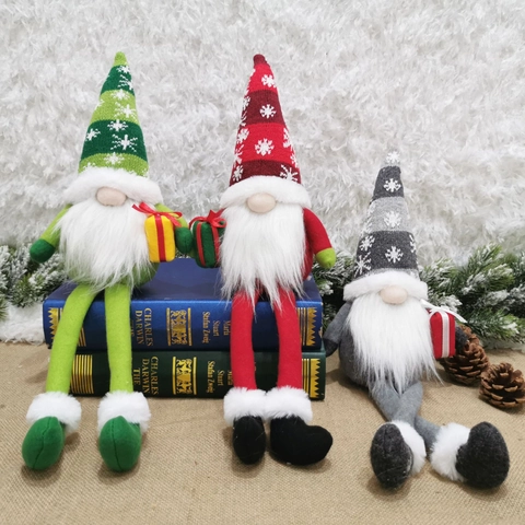 Weihnachtsgnom Plüsch Ornamente Lange Beine Skandinavischer Tomte Gesichtlose Puppe Mit Strickmütze Geschenk Dekoration Für Das Zuhause