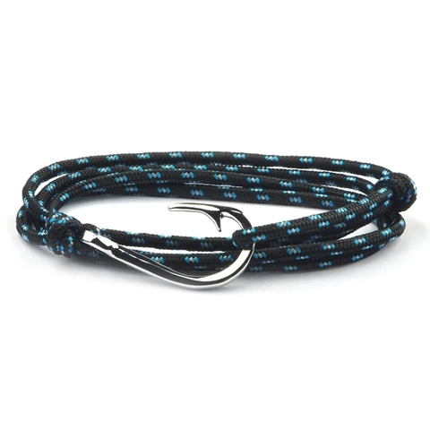 Nautical Fish Hook Bracelet Alloy Nylon Braided Rope Viking Style Naval Jewelry For Men Women Unisex Adjustable