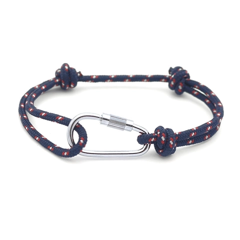 Braided Rope Bracelet Alloy Carabiner Clasp Adjustable Paracord Wristband Men Women Outdoor Sporty Style